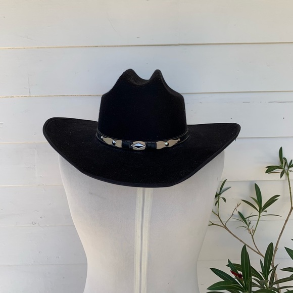 Summit Hats Accessories - Summit Hats Black Cowboy Hat Western M Felt Leather Embellished VTG Boho wool